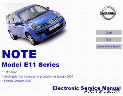 Скачать руководство по ремонту и обслуживанию Nissan Note E11