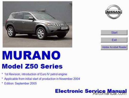 Руководство по ремонту Nissan Murano Z50 серии
