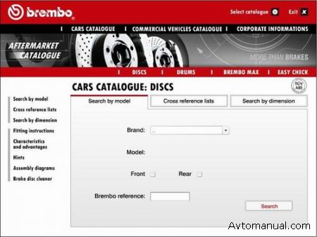 Электронный каталог тормозных дисков и барабанов Brembo