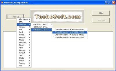 TachoSoft Airbag Resetter v6.4. Удаление данных об ударе из блоков SRS.