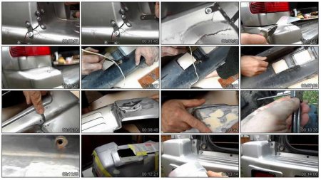 Видео по самостоятельному ремонту пластикового бампера